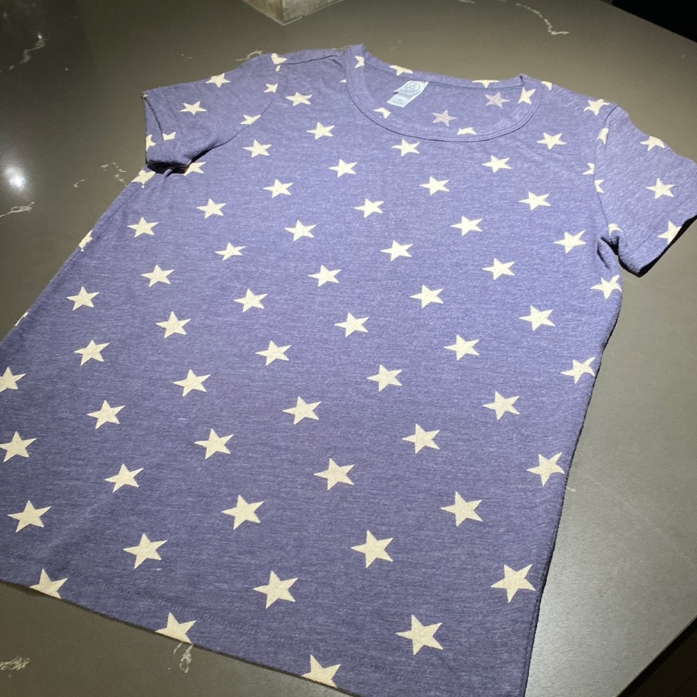 Blue and White Star Short Sleeved Patterned T-Shirt